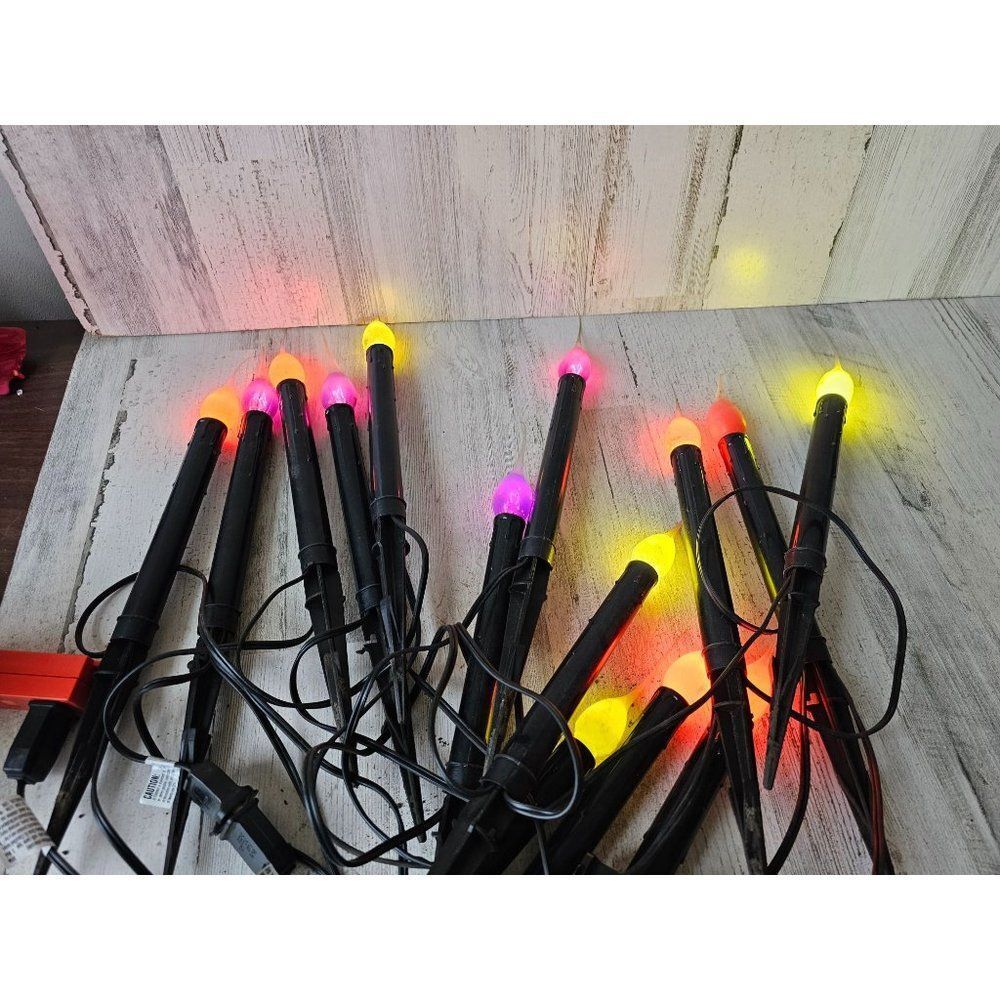 Vintage candle stake Halloween light up pathway set vintage